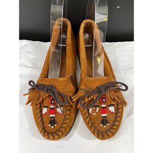 Minnetonka Moccasin Women's Brown Leather Loafers Size 7 SKU 6152